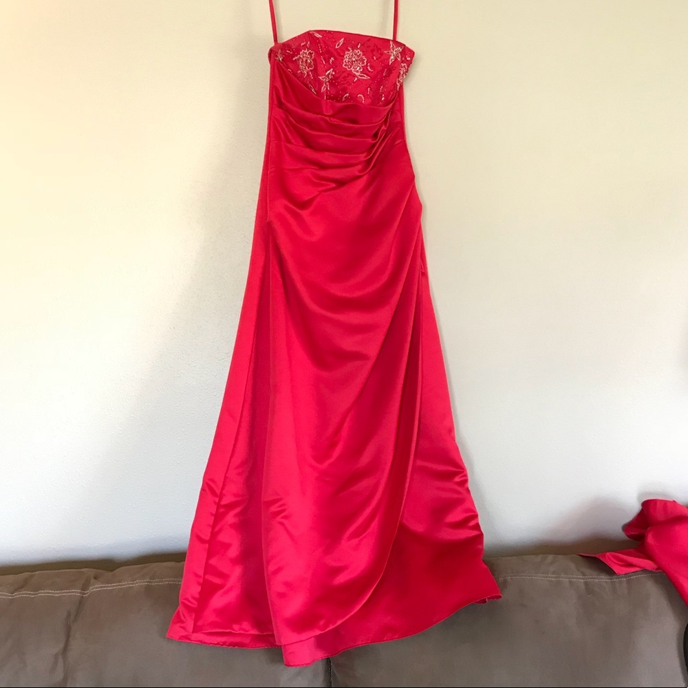 Strapless, long, formal dress